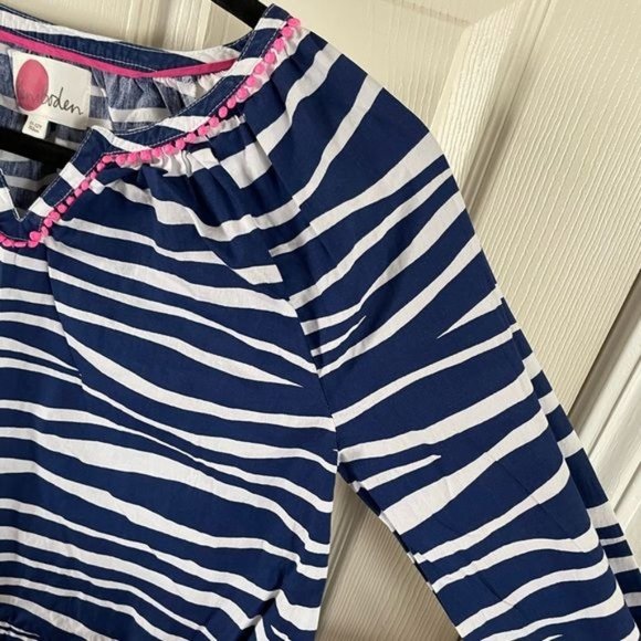Mini Boden Girls Zebra Animal Print Dress, Navy w/ Hot Pink Details Sz 11-12 - Picture 5 of 15